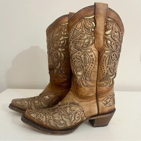 Corral Teens Leather Western Boots Size 2 - Picture 2 of 13